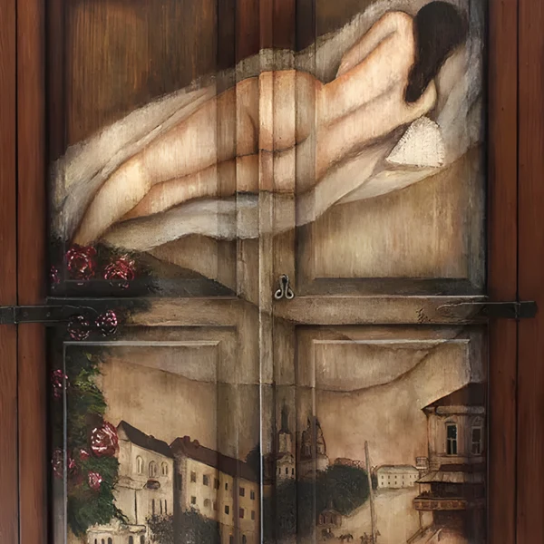 Armario Rustico Grande Decorado Con Obra De Arte (imagen 2)