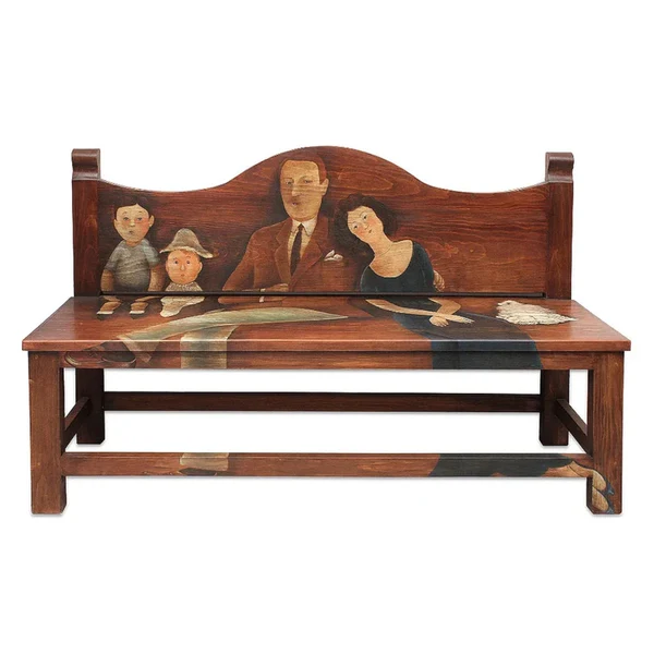 Banca Rústica de Iglesia Con Obra de Arte Abel Quezada (imagen 3)