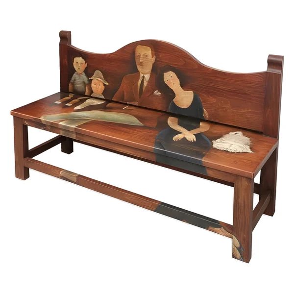 Banca Rústica de Iglesia Con Obra de Arte Abel Quezada (imagen 4)