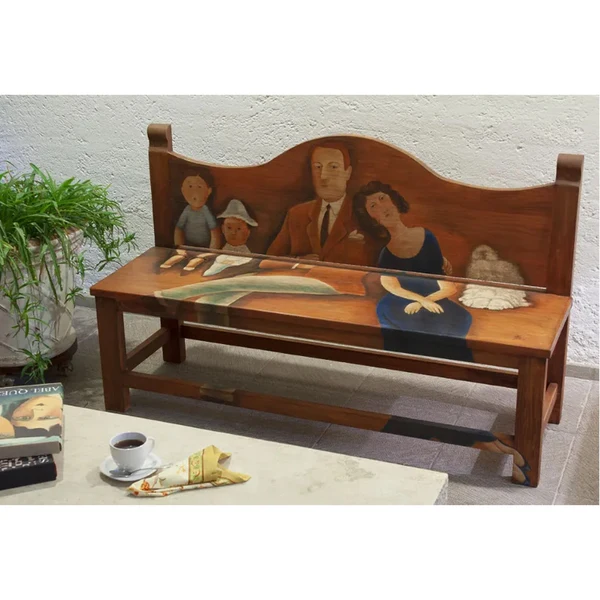 Banca Rústica de Iglesia Con Obra de Arte Abel Quezada (imagen 5)