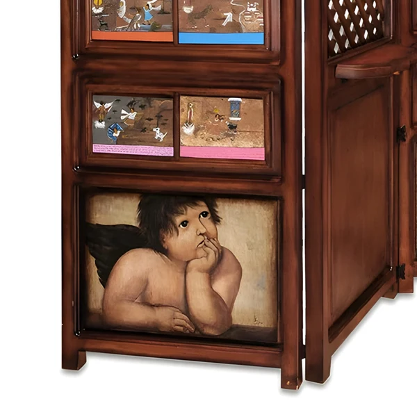 Biombo Rústico Pintado con Exvotos Insertados (imagen 4)